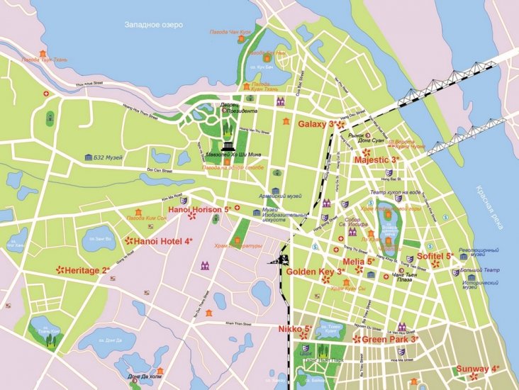 Ханой - карта с достопримечательностями