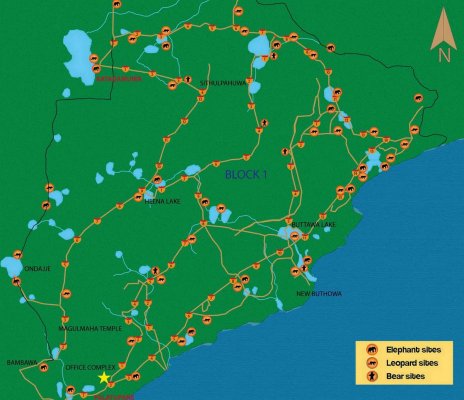 Национальный парк Яла - карта