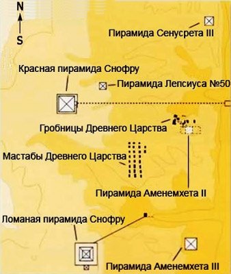 Пирамиды Дахшура - карта