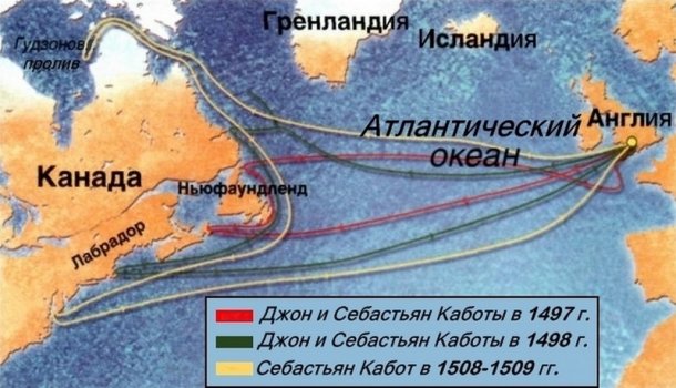 Джон Кабот - маршрут на карте